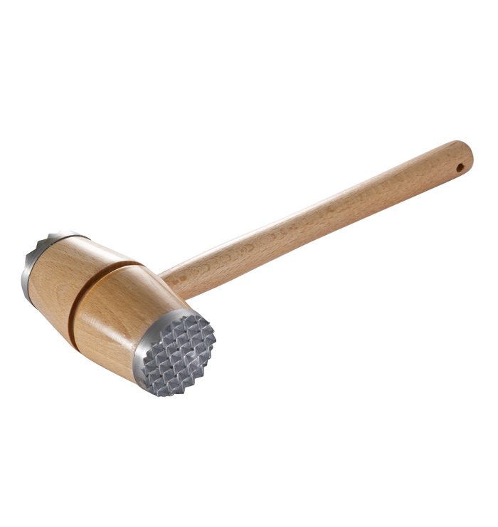 Polished Wooden Meat Tenderizer with Aluminum Heads