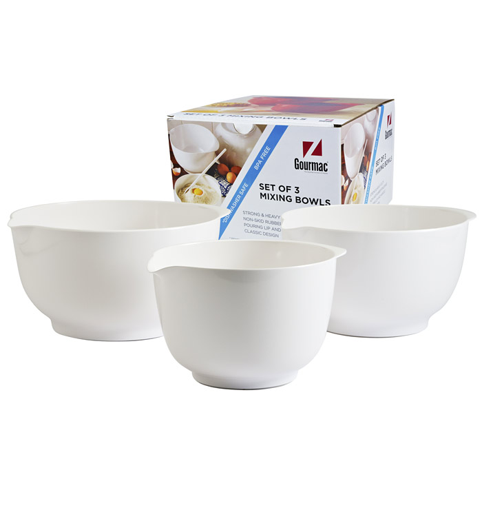 Hutzler 2, 3, and 4 l Melamine Mixing Bowl Set in Holiday Colors