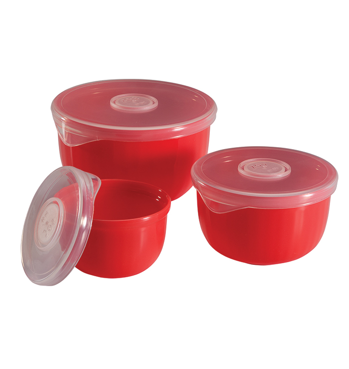 Hutzler Nesting Prep Bowl Set with Lids Red