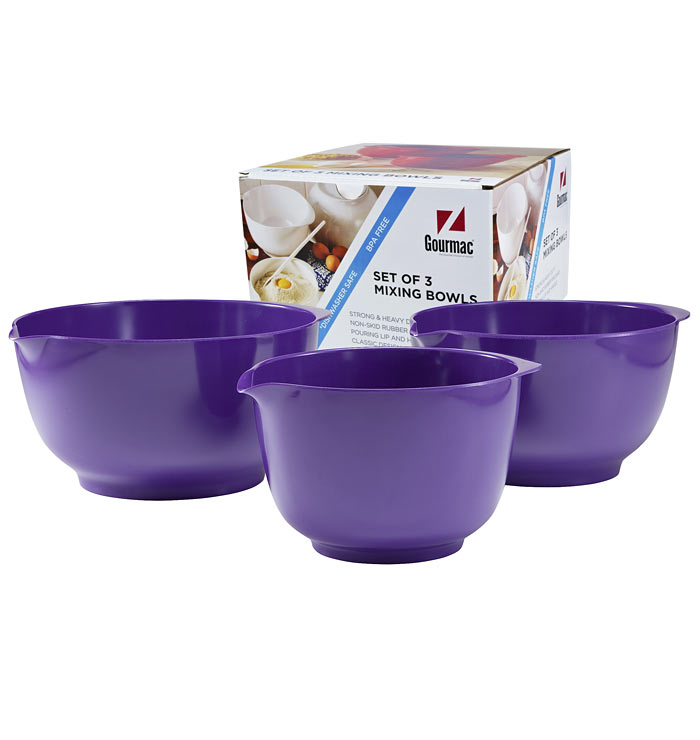 Hutzler 2, 3, and 4 l Melamine Mixing Bowl Set in Holiday Colors